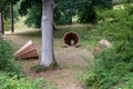 Forest megaphones sculpture by Birgit Oigus at Wakehurst Royalty Free Stock Photo