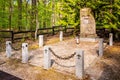 Forest memorial of Grey Ranks - Szare Szeregi - scouts executed by Nazis during World War II in Czarna River reserve in Chojnow,
