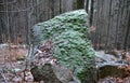 Forest mining of granite stone directly in the forest on solitary boulder. In the past, the easiest way to get a stone. to this da