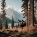 Forest Monarch - Moose\'s Stalwart Stance Amidst Towering Trees