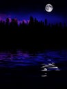 Forest Moonrise Reflection Royalty Free Stock Photo