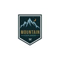 Forest, Mountain Adventure, Axe, Night, Badge Vector, Flat Design Logo Royalty Free Stock Photo