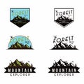 Forest, Mountain Adventure Badge Template Vector Logo Set