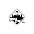 Forest, Mountain Adventure, Deer Hunter Black And White Badge Vector Logo