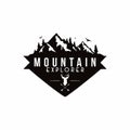 Forest, Mountain Adventure, Deer Hunter Black And White Badge Vector Logo