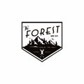 Forest, Mountain Adventure, Deer Hunter Black And White Badge Vector Logo Royalty Free Stock Photo