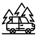 Forest mountain car trip icon, outline style Royalty Free Stock Photo