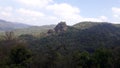 Forest on the mountain ranges of Himalayas between the villages Chopta and Ukhimath Uttarakhand  India Royalty Free Stock Photo