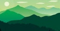 Forest mountains parallax animation video with green nuance