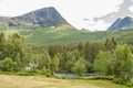 Forest and mountains at Valldalen in Norway Royalty Free Stock Photo