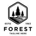 Forest nature badge logo established 1983 Royalty Free Stock Photo