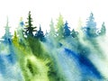 Forest  nature watercolor background Royalty Free Stock Photo