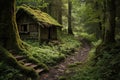 forest path leading to a hidden cabin Royalty Free Stock Photo