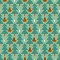 Forest pattern seamless. Bear and Hare. Trees and animals background. Baby Fabric Texture