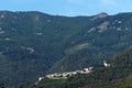 Forest and Piedicroce village in Castagniccia mountains