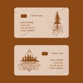 Forest pine tree business card badge vector evergreen natural silhouette company. Forest treetop nature wood background Royalty Free Stock Photo