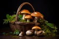 Forest porcini mushrooms. Generate Ai