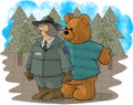 Forest Ranger and a bear Royalty Free Stock Photo