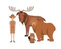 Forest ranger boy cartoon and animals design Royalty Free Stock Photo