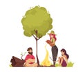 Forest Ranger Cartoon Composition Royalty Free Stock Photo