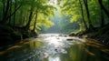 Forest Reflections: A Peaceful River's Journey Royalty Free Stock Photo