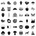 Forest rest icons set, simple style Royalty Free Stock Photo