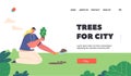 Forest Restoration Landing Page Template. Reforestation, Save Nature, Environment Protection. Volunteer Care of Plants Royalty Free Stock Photo