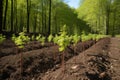 forest restoration with new tree seedlings