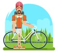 Forest Ride Bicycle Geek Hipster ycling Travel Nature Lifestyle Concept Planning Summer Vacation Tourism Journey Symbol Royalty Free Stock Photo