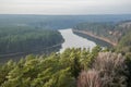 Forest and river landscape aerial view, the Nemunas river near Birstonas, Lithuania Royalty Free Stock Photo