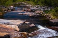 Forest river streamflow. Picturesque summer view of Brazilian Savannah. New destination for travel. Royalty Free Stock Photo