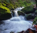 Forest river with waterfall in Wicklow moutains, Ireand