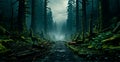 Forest road after heavy rain storm - AI generated image Royalty Free Stock Photo