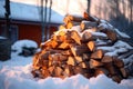 forest scene with fallen trees ready to be chopped for firewood