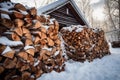 forest scene with fallen trees ready to be chopped for firewood