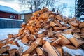 forest scene with fallen trees ready to be chopped for firewood