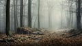 forest scene fog panorama foggy