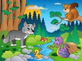 Forest scene with various animals 5