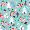 Forest seamless pattern with foxes Royalty Free Stock Photo