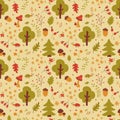 Forest seamless pattern. Vector background. Royalty Free Stock Photo