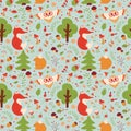 Forest seamless pattern. Vector background.