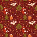 Forest seamless pattern. Vector background. Royalty Free Stock Photo