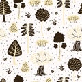 Forest Seamless Pattern. Vector Background in Scandinavian style Royalty Free Stock Photo