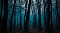 forest of shadows dark twisted trees with glo ai generated Royalty Free Stock Photo