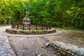 Forest shrine and spring of St. Francis in Swieta Katarzyna at tourist path to Lysica peak in Swietokrzyskie Mountains in Poland