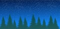 Forest silhouette against the background of the night summer sky with stars. Spruce forest, pine trees in a row. Natural