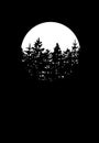 Forest silhouette on moon background. Royalty Free Stock Photo