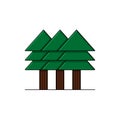Forest simple icon with green trees