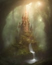 Forest spirits, castle and water, nature and magic