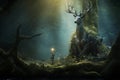 Forest guardian watching over enchanted woodland. Generative AI